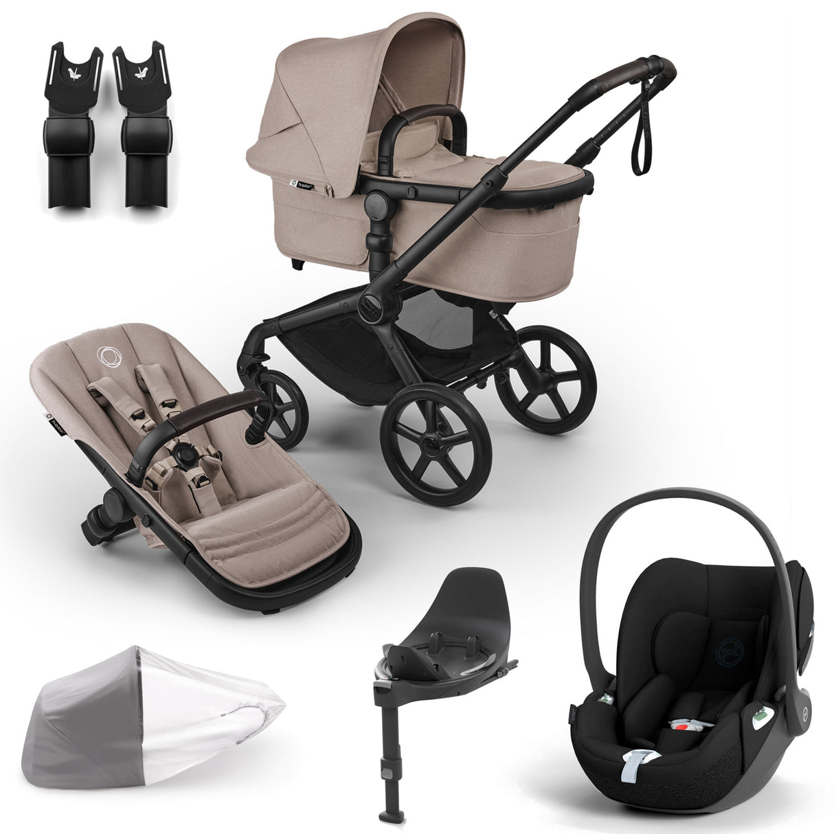 Bugaboo Fox 5 Renew with Cybex Cloud T Travel System Bundle - Desert Taupe Melange