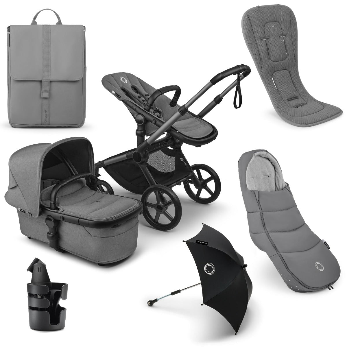Bugaboo Fox 5 Renew Essential Pushchair Bundle - Moon Grey