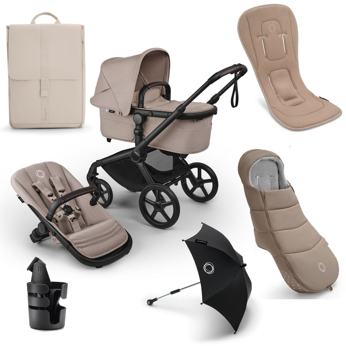 Bugaboo Fox 5 Renew Essential Pushchair Bundle - Desert Taupe Melange