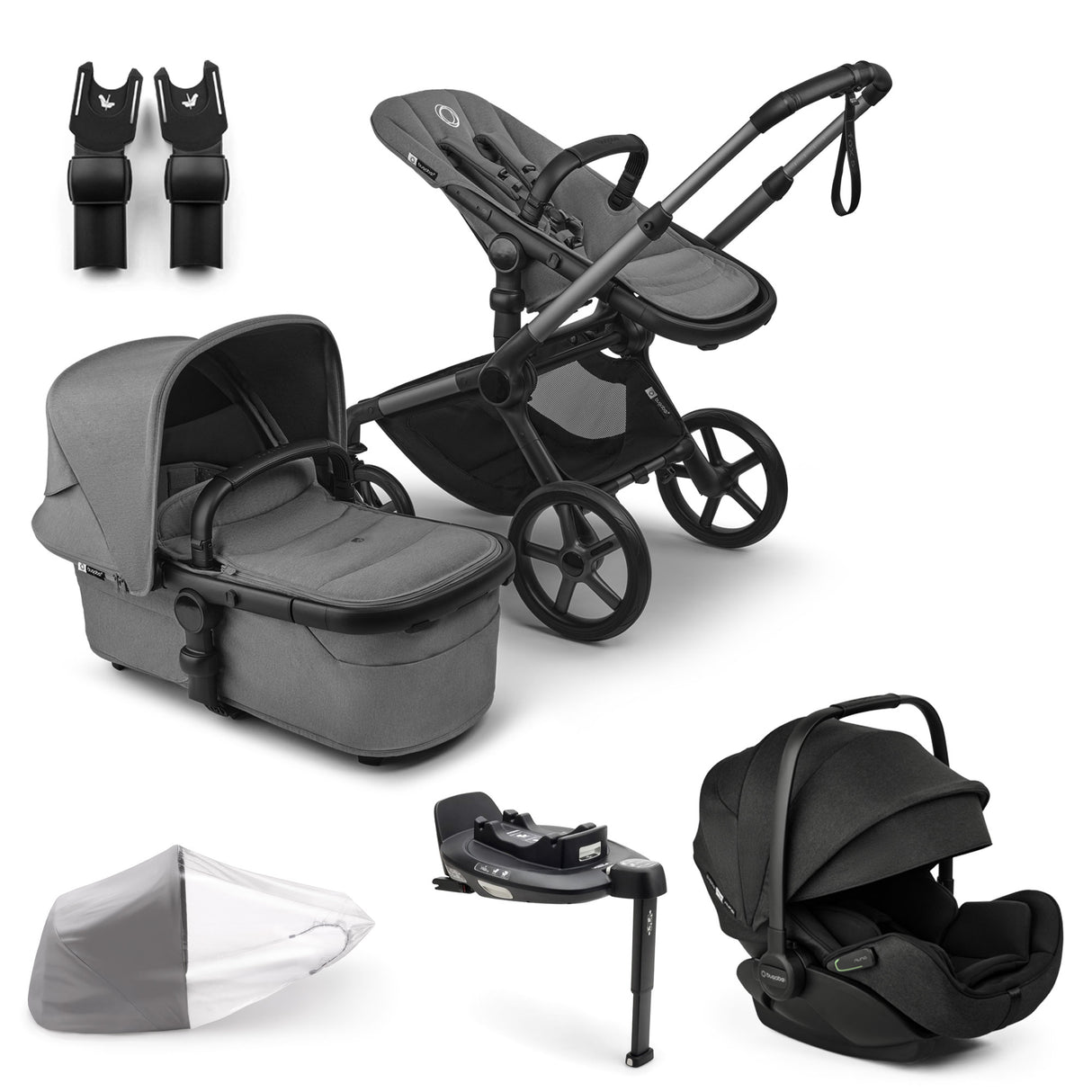 Bugaboo Fox 5 Renew with Otter 360 Travel System Bundle - Moon Grey