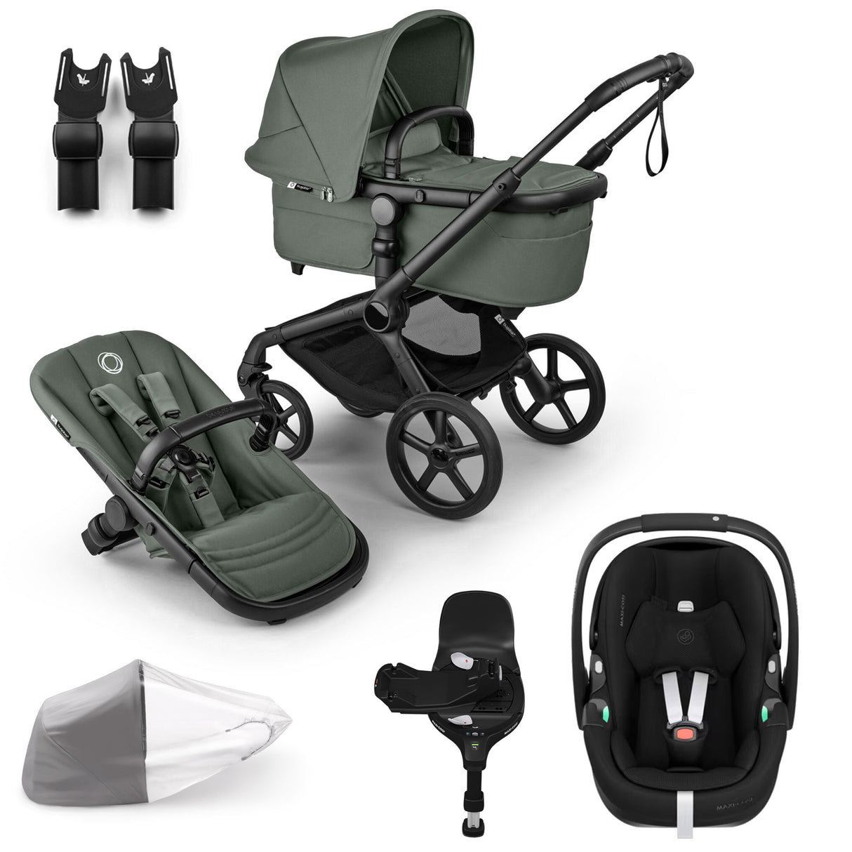 Bugaboo Fox 5 Renew with Maxi-Cosi Pebble 360 Pro2 Travel System Bundle - Forest Green