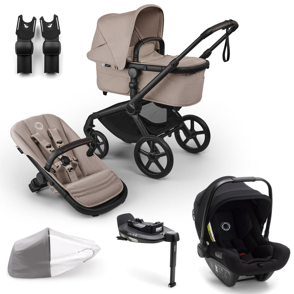 Bugaboo Fox 5 Renew with Turtle Air 360 Travel System Bundle - Desert Taupe Melange