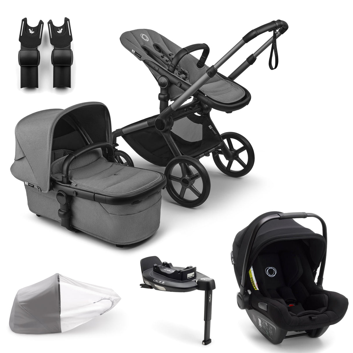 Bugaboo Fox 5 Renew with Turtle Air 360 Travel System Bundle - Moon Grey