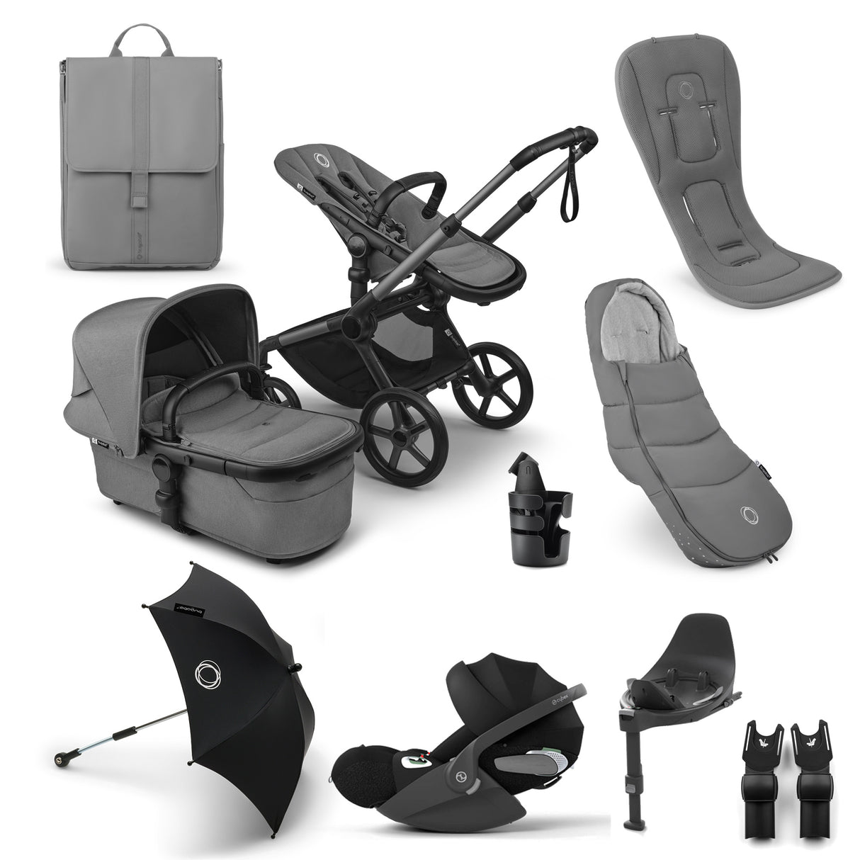 Bugaboo Fox 5 Renew Ultimate Cybex Cloud T Travel System Bundle - Moon Grey