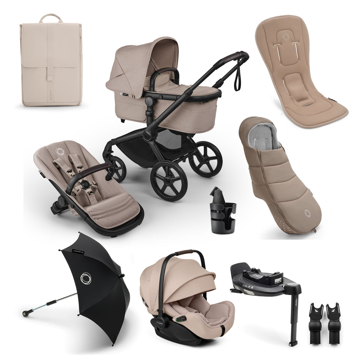 Bugaboo Fox 5 Renew Ultimate Otter 360 Travel System Bundle - Desert Taupe