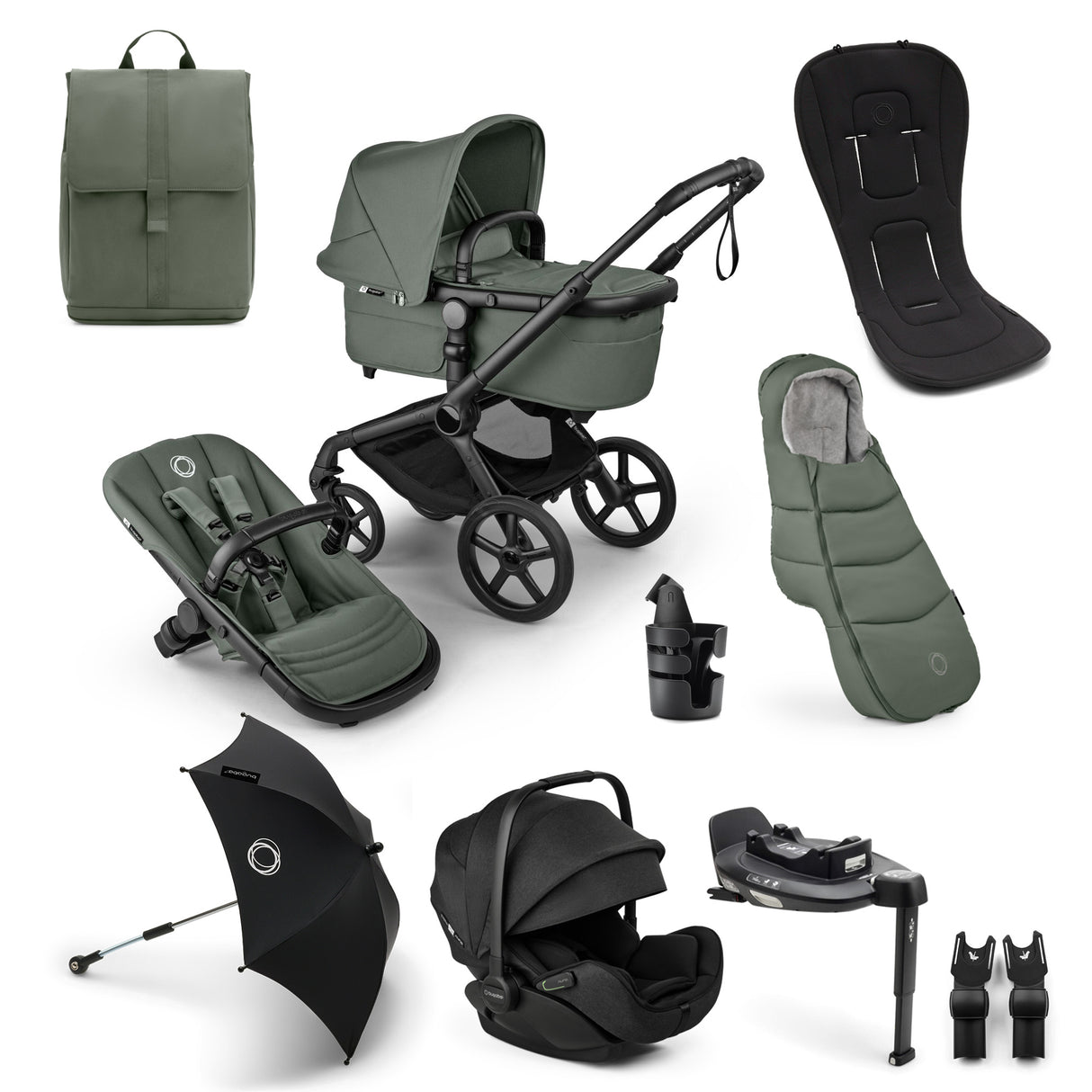 Bugaboo Fox 5 Renew Ultimate Otter 360 Travel System Bundle - Forest Green