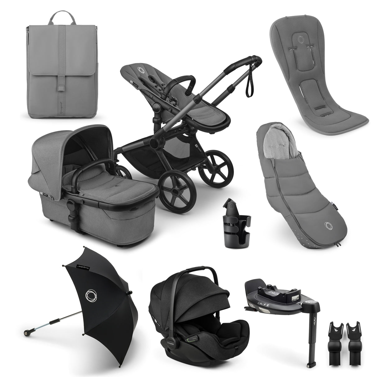 Bugaboo Fox 5 Renew Ultimate Otter 360 Travel System Bundle - Moon Grey