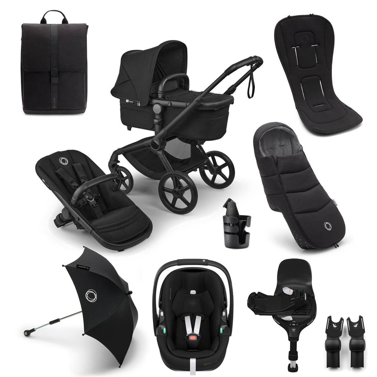 Bugaboo Fox 5 Renew Ultimate Maxi-Cosi Pebble 360 Pro2 Travel System Bundle - Heritage Black
