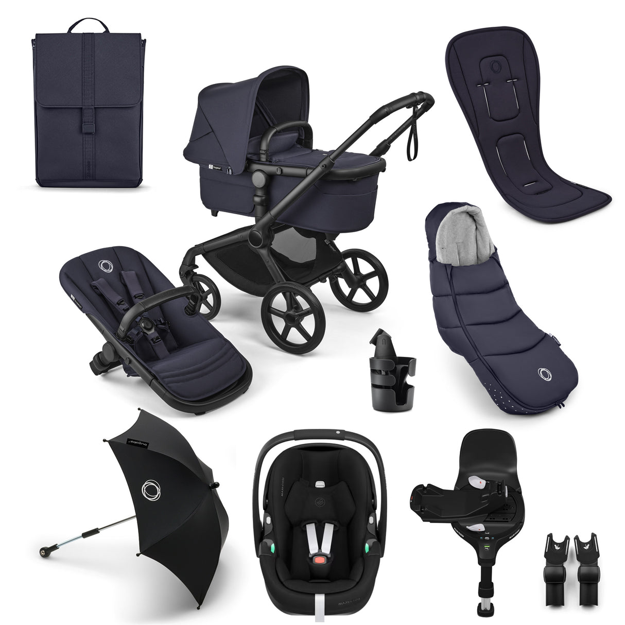 Bugaboo Fox 5 Renew Ultimate Maxi-Cosi Pebble 360 Pro2 Travel System Bundle - Deep Indigo