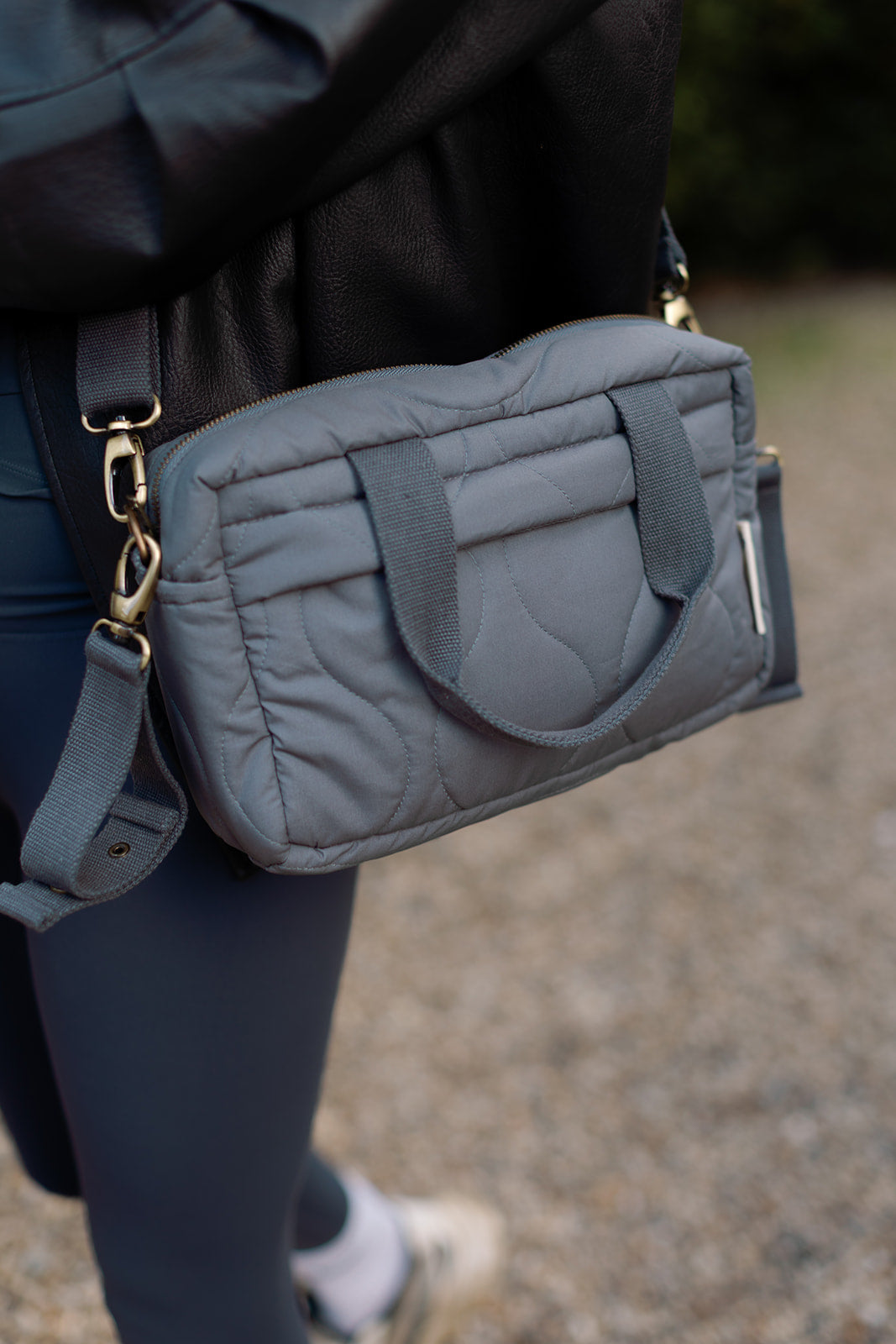 Ralphie Bear Quilted Changing Stroller Bag -Slate/Wildflower