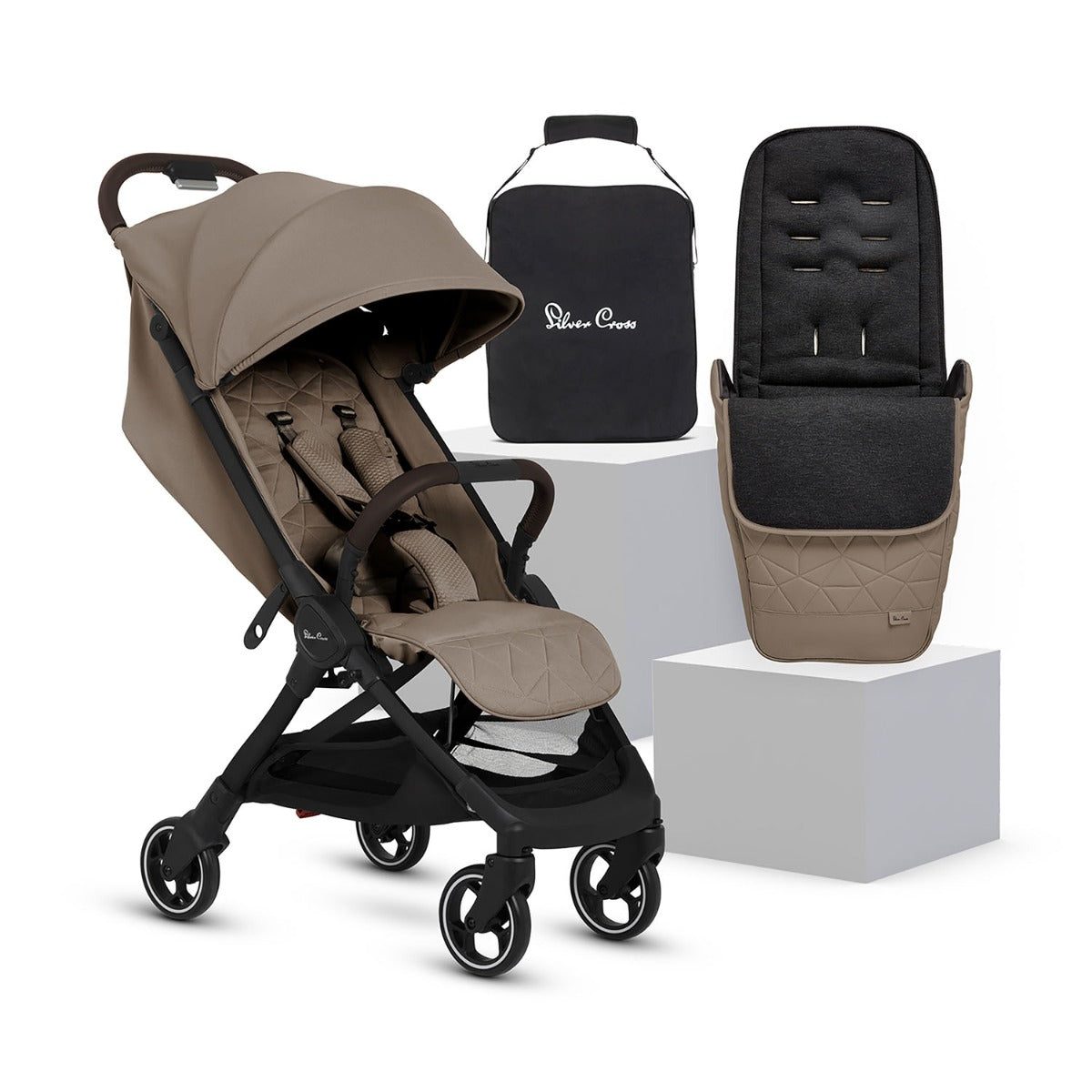 Silver Cross Clic 2 Compact Stroller & Footmuff - Cobble