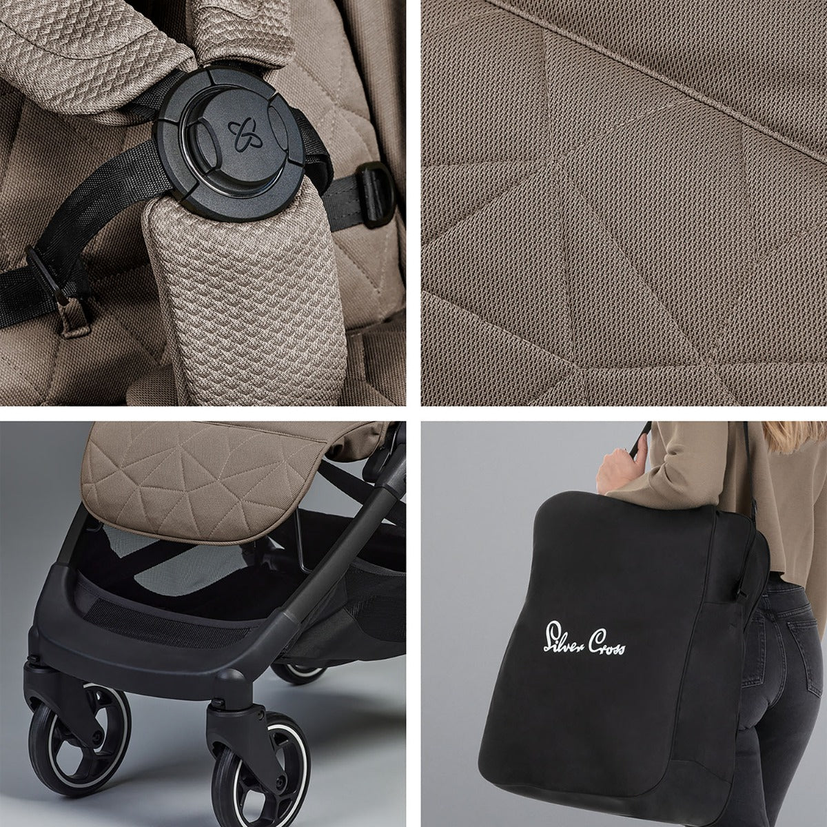 Silver Cross Clic 2 Compact Stroller & Footmuff - Cobble
