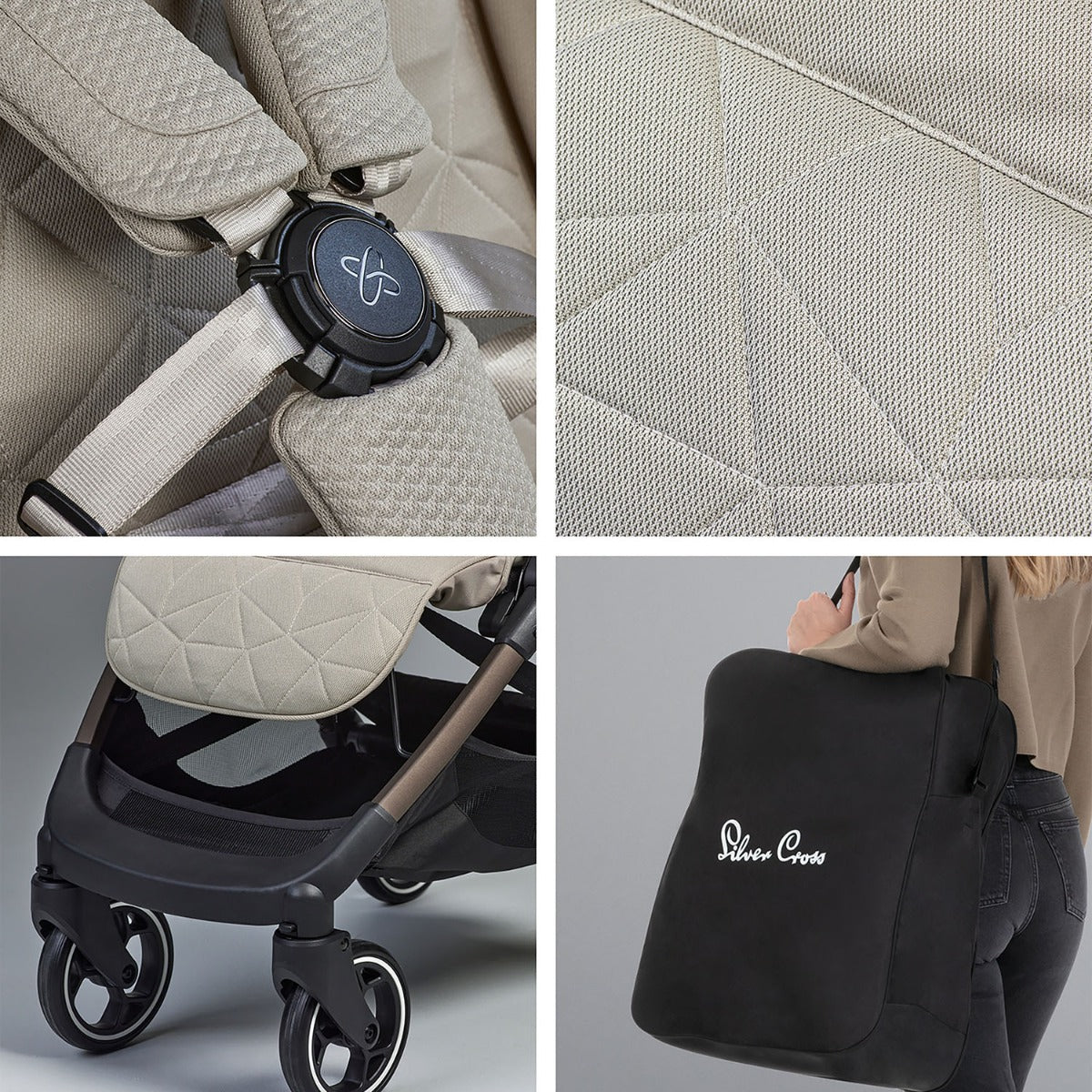 Silver Cross Clic 2 Compact Stroller & Footmuff - Latte
