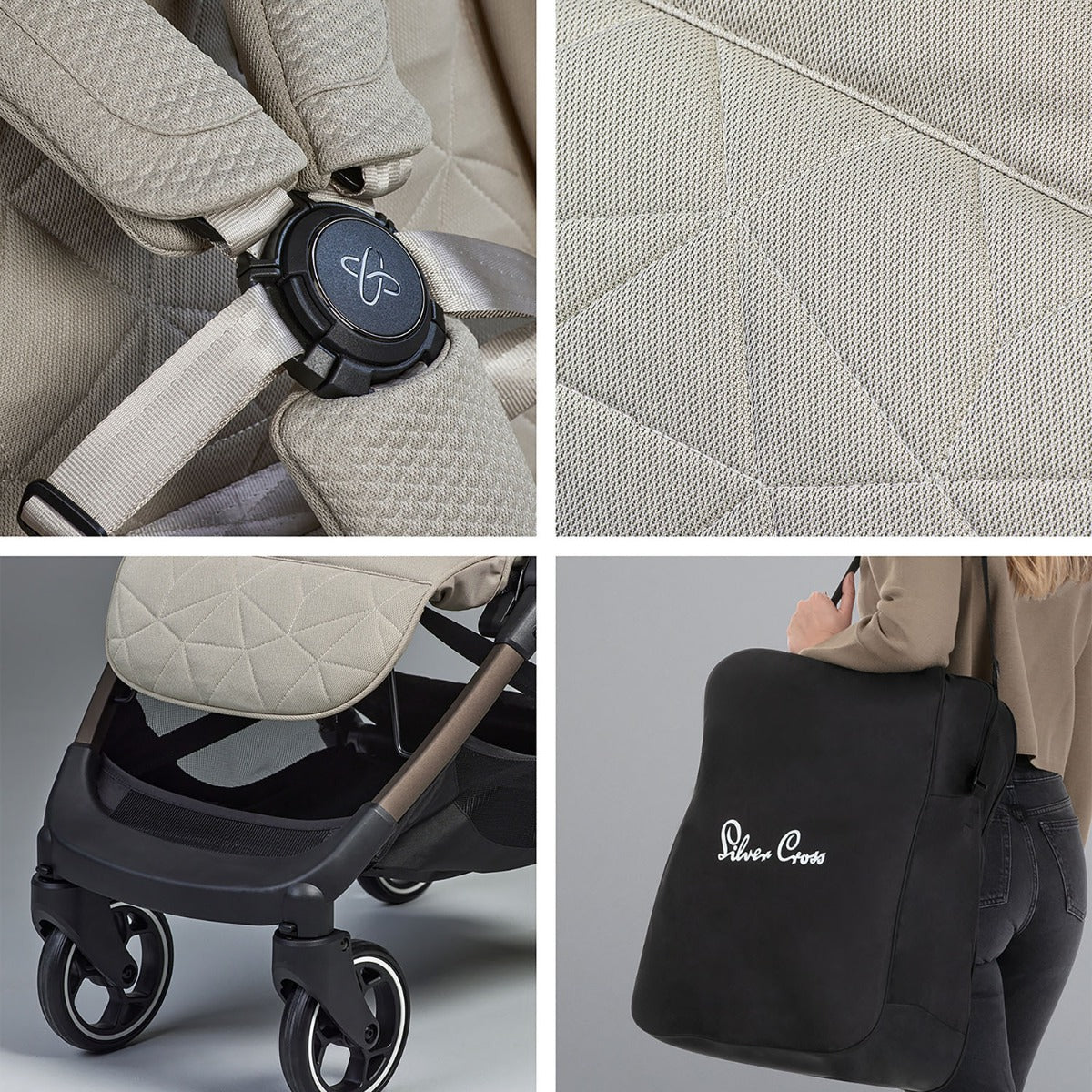 Silver Cross Clic 2 Compact Stroller - Latte