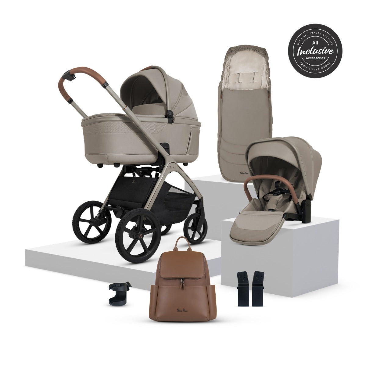 Silver Cross Cove Complete Stroller & Accessory Bundle - Champagne
