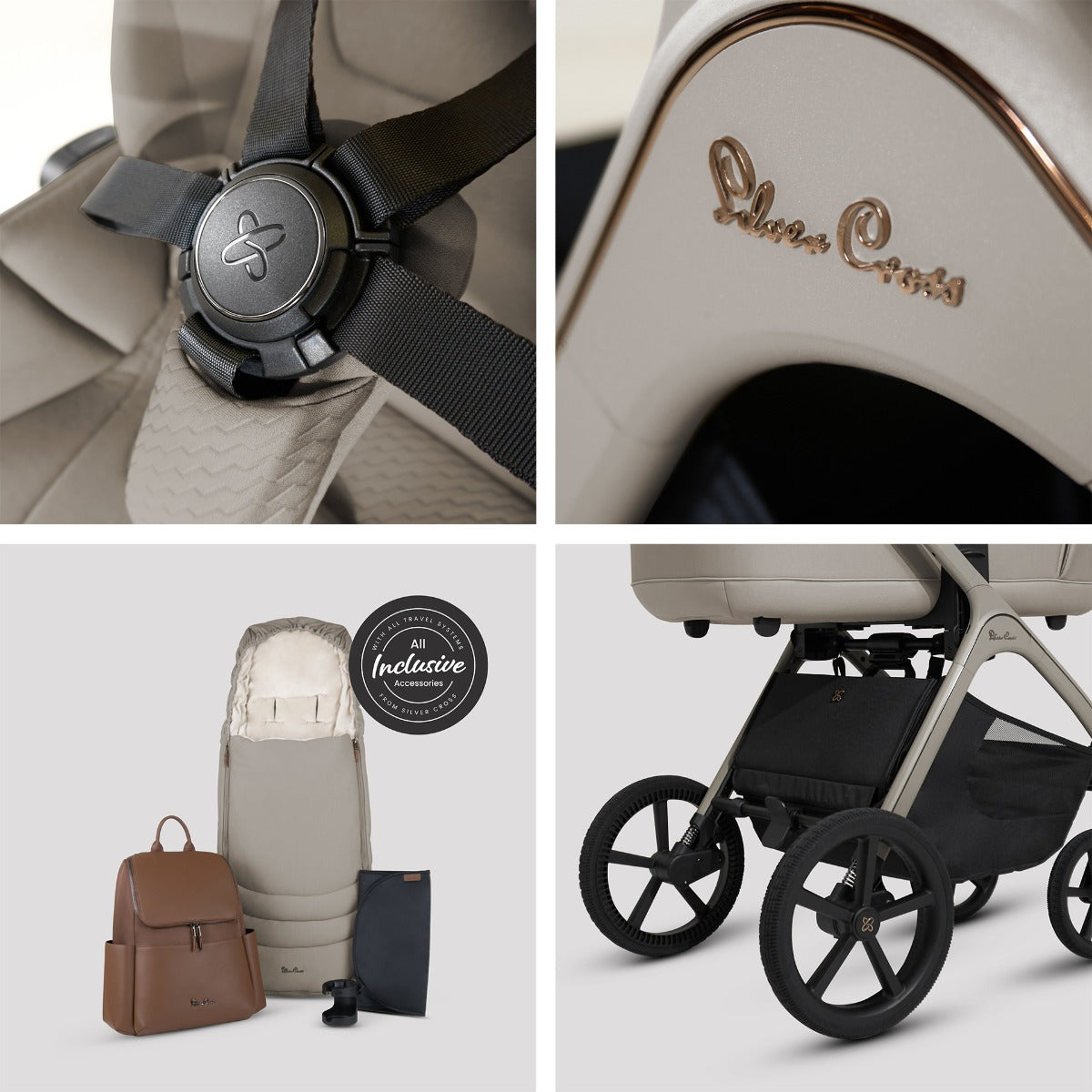 Silver Cross Cove Complete Stroller & Accessory Bundle - Champagne