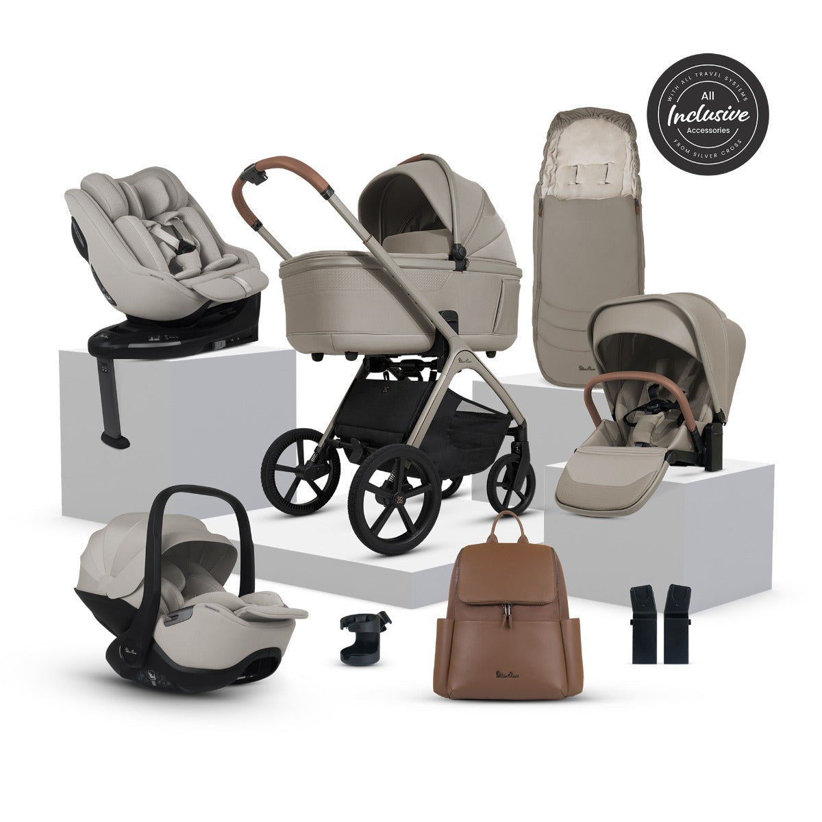 Silver Cross Cove Ultimate 360 Family Car Seat Bundle - Champagne
