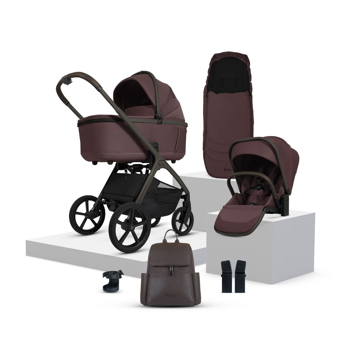 Silver Cross Cove Complete Stroller & Accessory Bundle - Damson