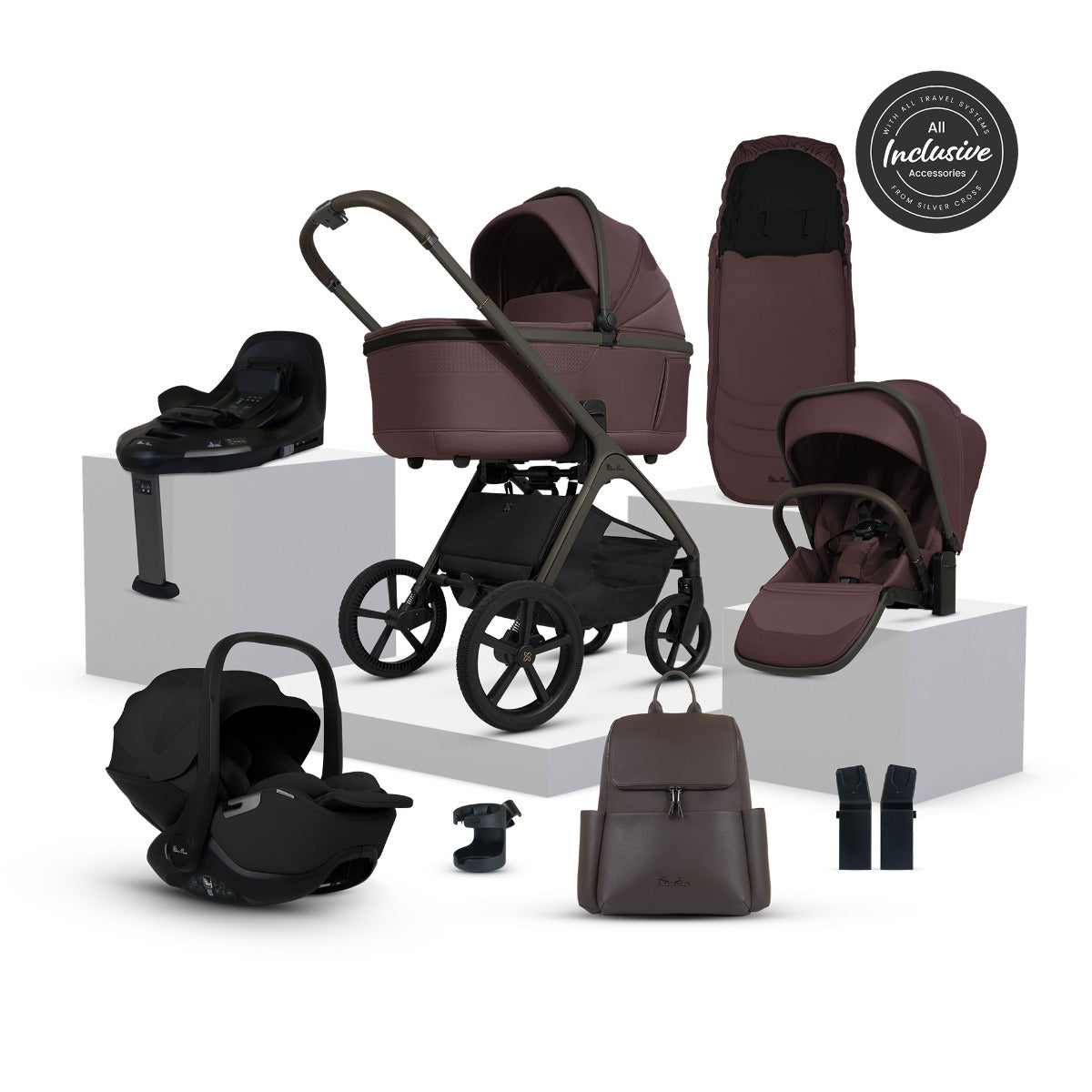 Silver Cross Cove Ultimate 360 Car Seat Bundle - Damson