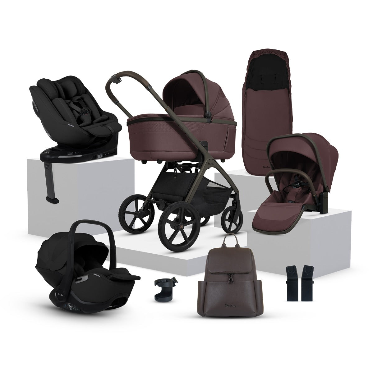 Silver Cross Cove Ultimate 360 Family Car Seat Bundle - Damson