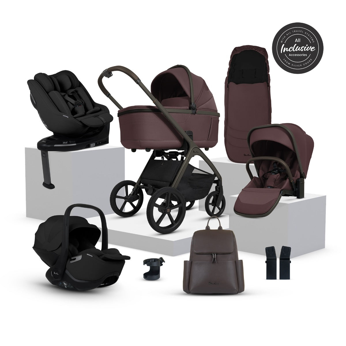 Silver Cross Cove Ultimate 360 Family Car Seat Bundle - Damson