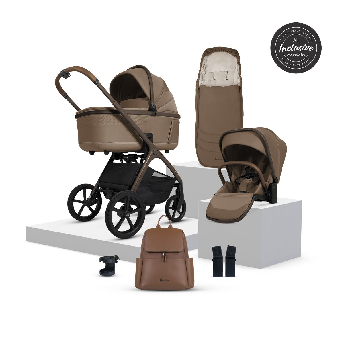 Silver Cross Cove Complete Stroller & Accessory Bundle - Maple