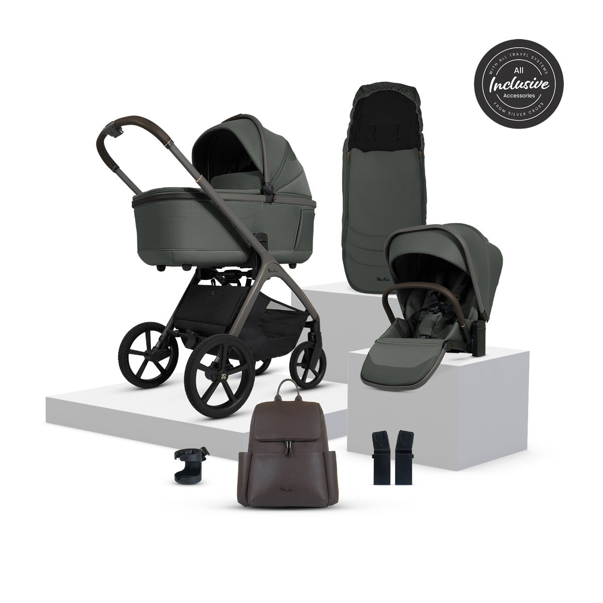Silver Cross Cove Complete Stroller & Accessory Bundle - Pewter