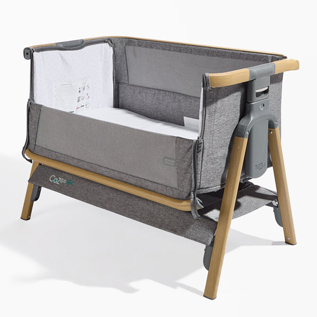Tutti Bambini CoZee Air Bedside Crib - Oak & Charcoal
