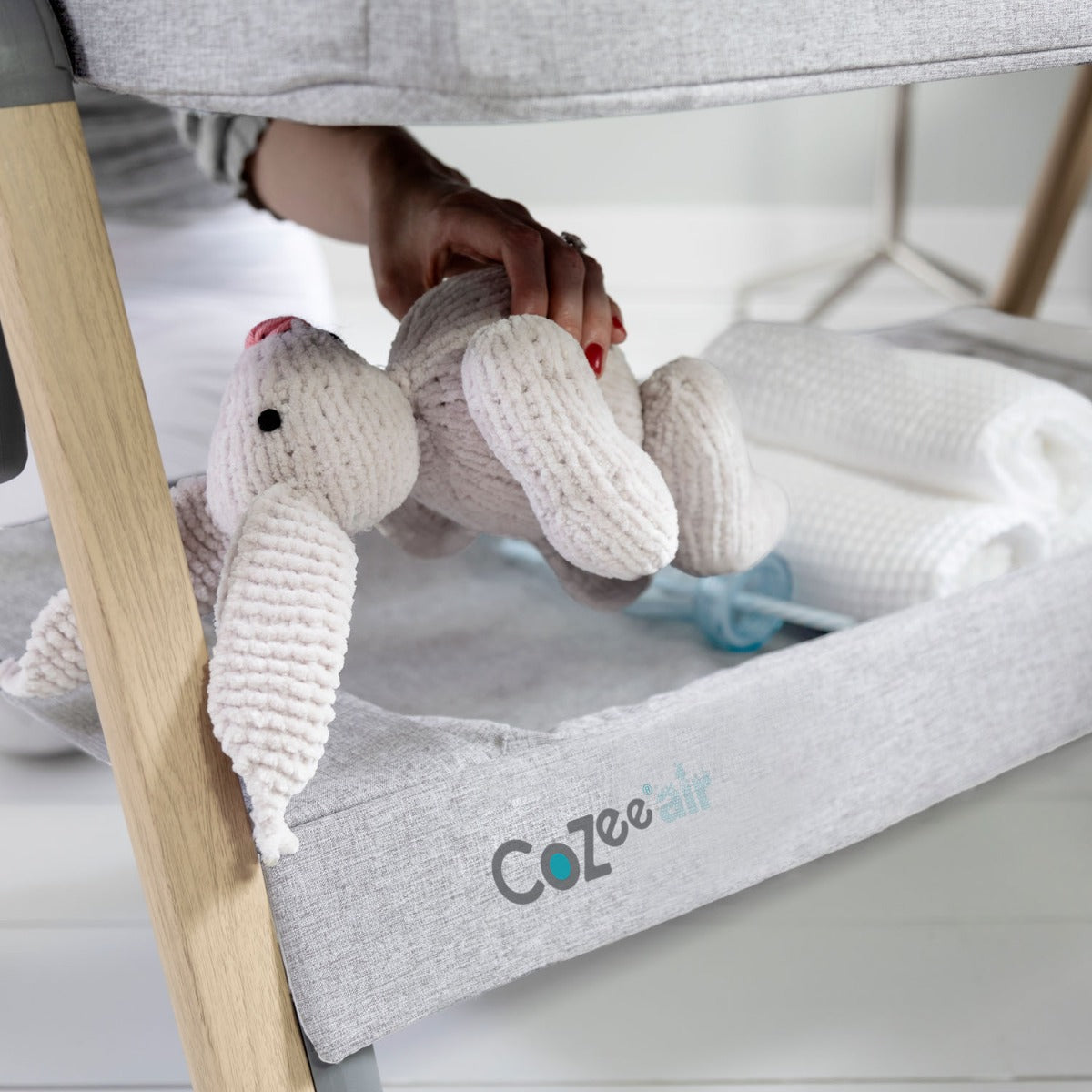 Tutti Bambini CoZee Air Bedside Crib - Oak and Silver