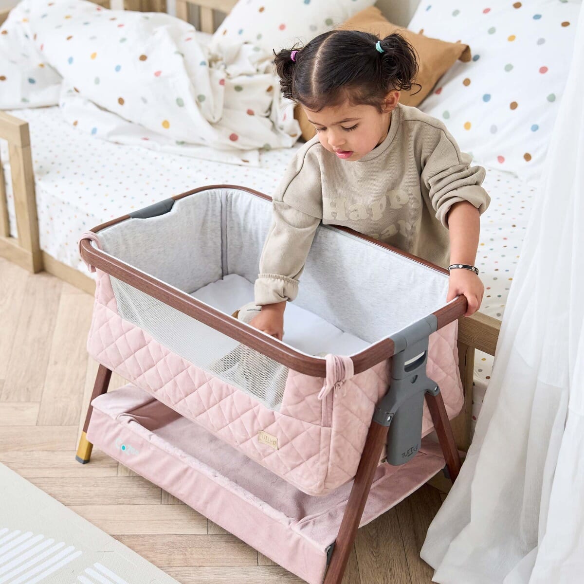 Tutti Bambini CoZee Luxe Mini Me Crib - Walnut & Blush