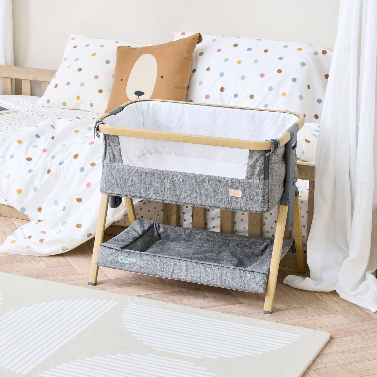 Tutti Bambini CoZee Mini Me Play Crib - Oak & Charcoal