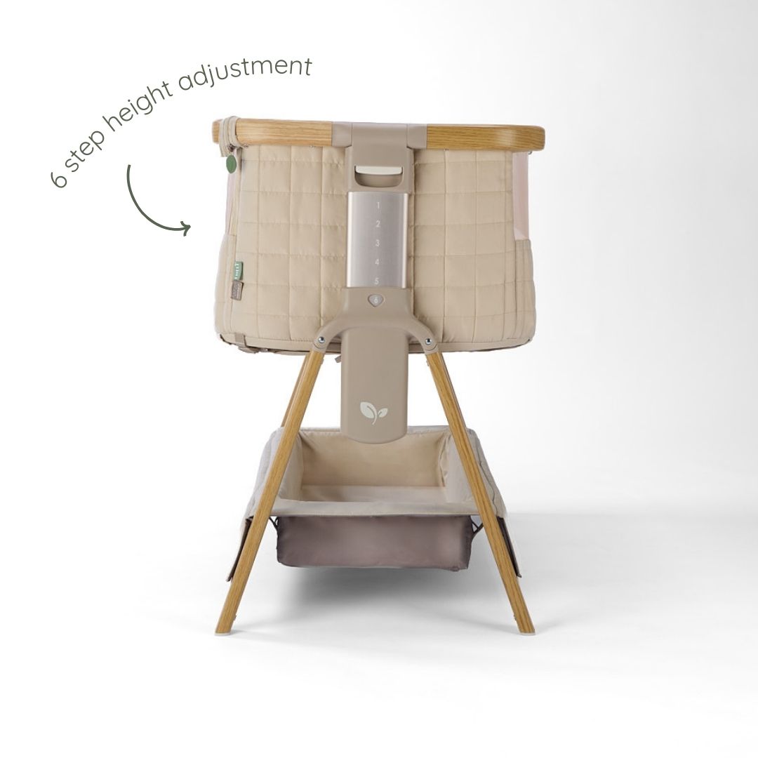 Tutti Bambini CoZee Sense Bedside Crib - Toasted Oak / Sand