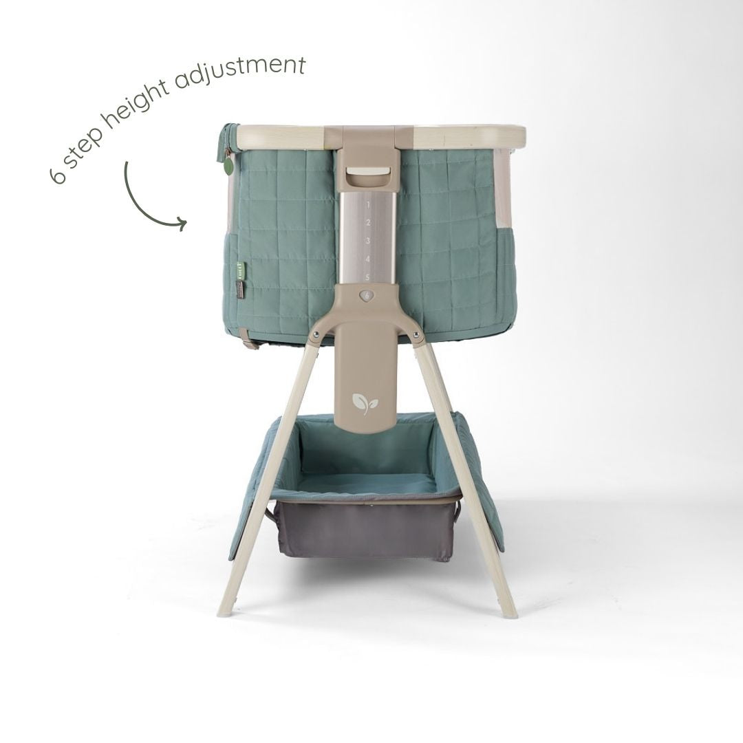 Tutti Bambini CoZee Sense Bedside Crib - Whitewash / Kelp