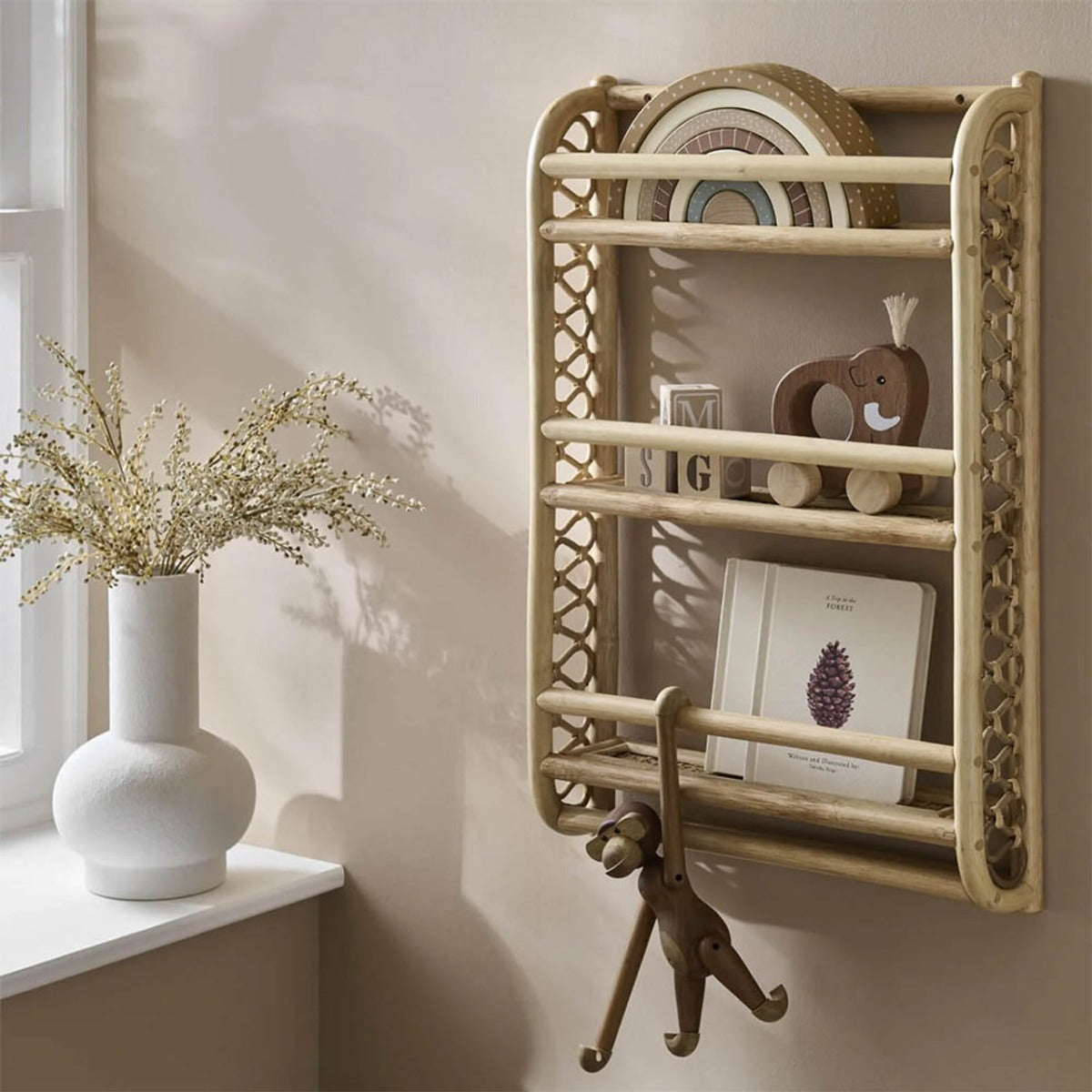 CuddleCo Aria Wave Bookshelf - Rattan