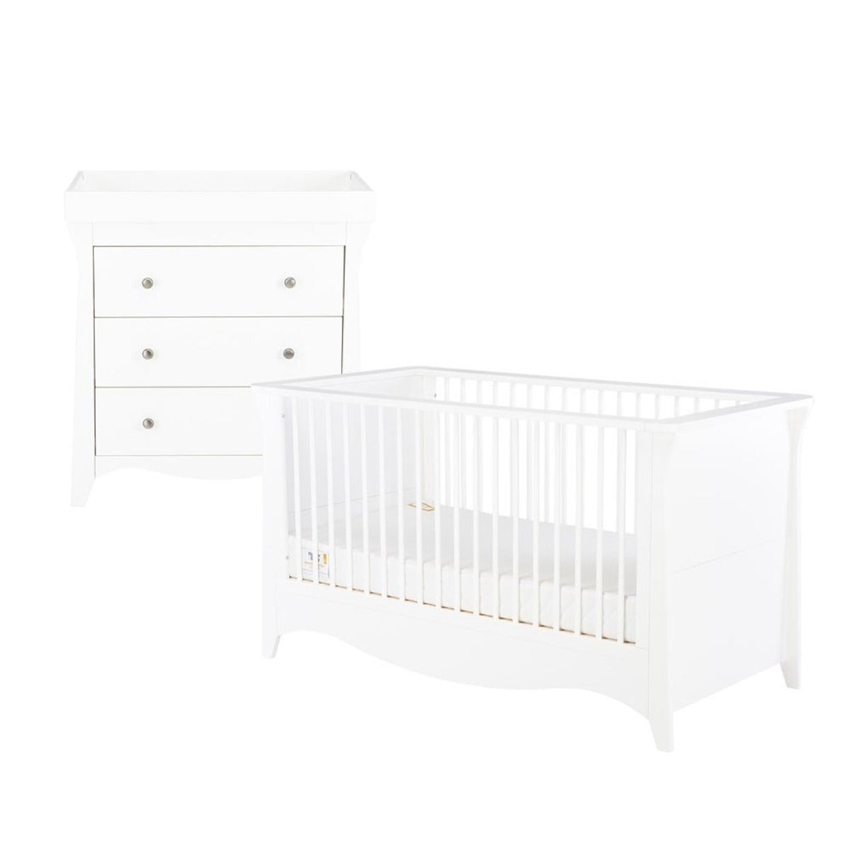 CuddleCo Clara 2 Piece Nursery Furniture Set (Cot Bed & Dresser) - White