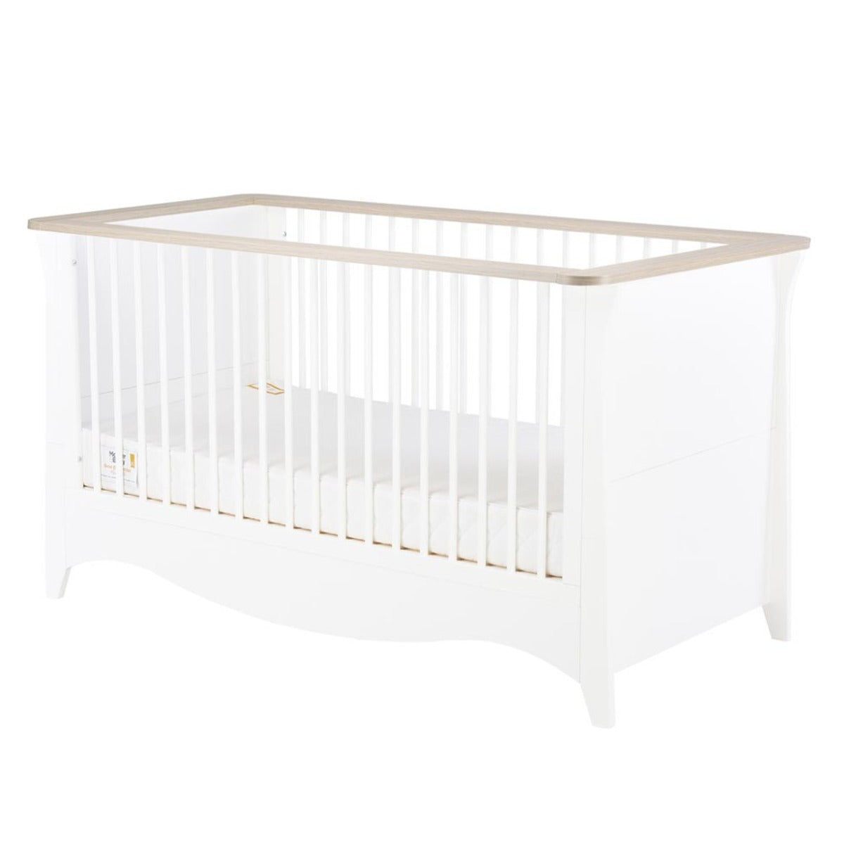 CuddleCo Clara 3 Piece Nursery Furniture Set (Cot Bed, Dresser & Wardrobe) - White and Ash