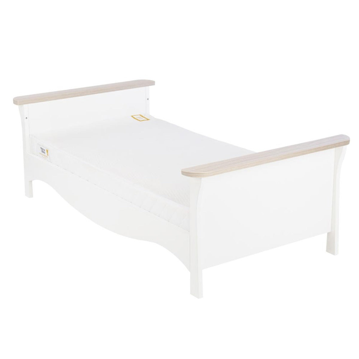 CuddleCo Clara 2 Piece Nursery Furniture Set (Cot Bed & Dresser) - White and Ash