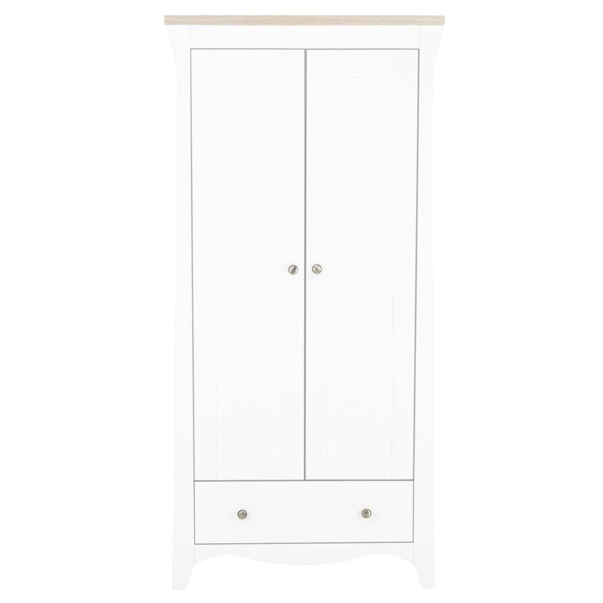 CuddleCo Clara 2 Door Double Wardrobe - White and Ash