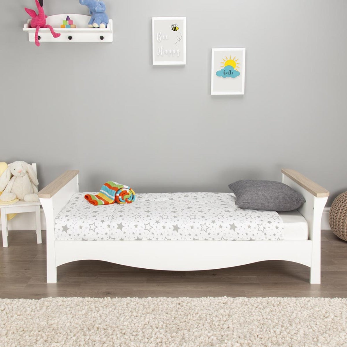 CuddleCo Clara Cot Bed – White and Ash