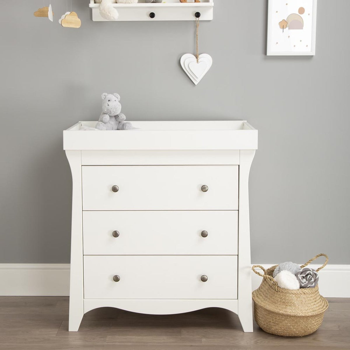 CuddleCo Clara 3 Drawer Dresser & Changer - White