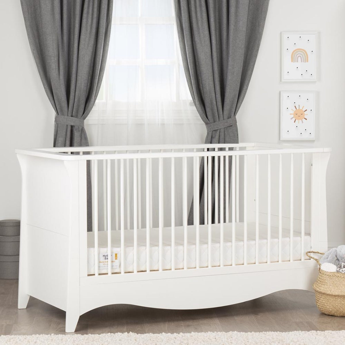 CuddleCo Clara 2 Piece Nursery Furniture Set (Cot Bed & Dresser) - White
