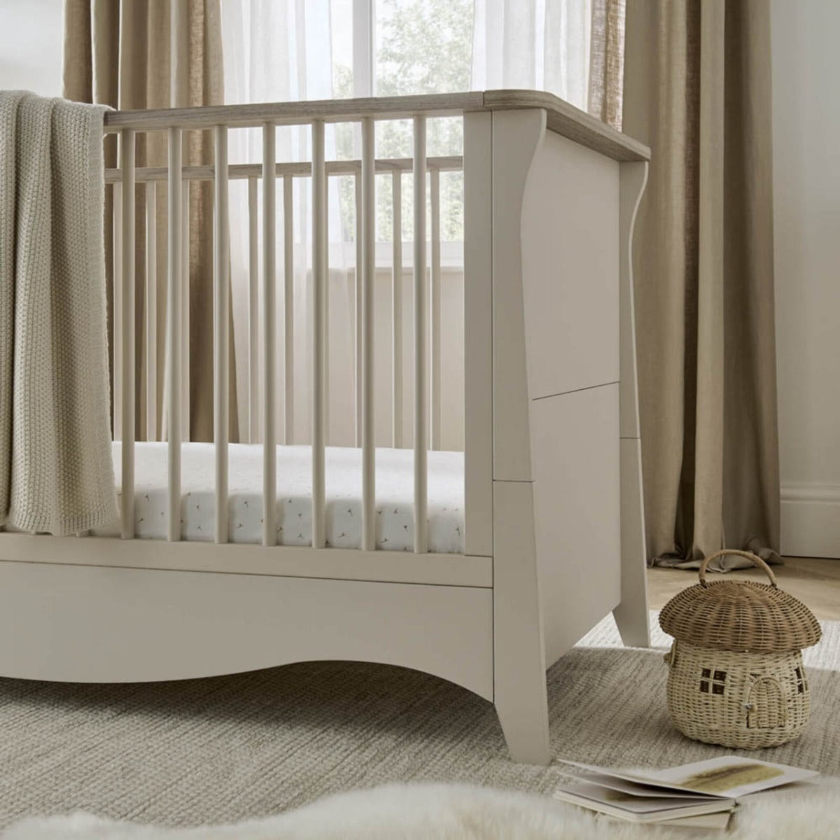 CuddleCo Clara 3 Piece Nursery Furniture Set (Cot Bed, Dresser & Wardrobe) - Cashmere and Ash