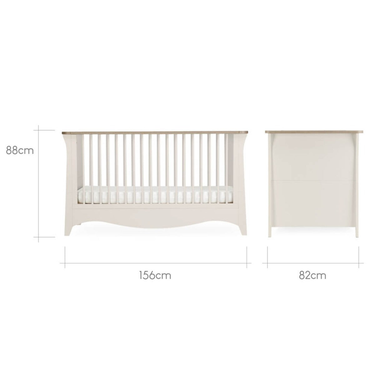 CuddleCo Clara 3 Piece Nursery Furniture Set (Cot Bed, Dresser & Wardrobe) - Cashmere and Ash