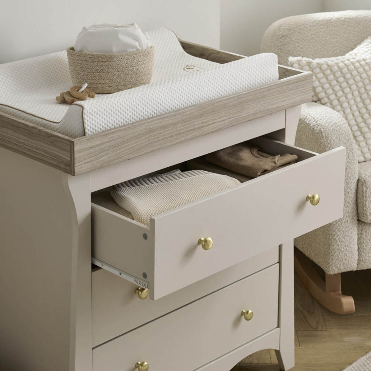 CuddleCo Clara 3 Drawer Dresser & Changer - Cashmere and Ash