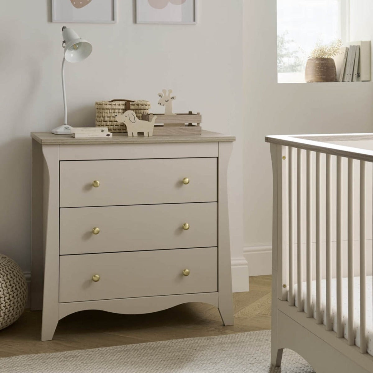 CuddleCo Clara 3 Drawer Dresser & Changer - Cashmere and Ash
