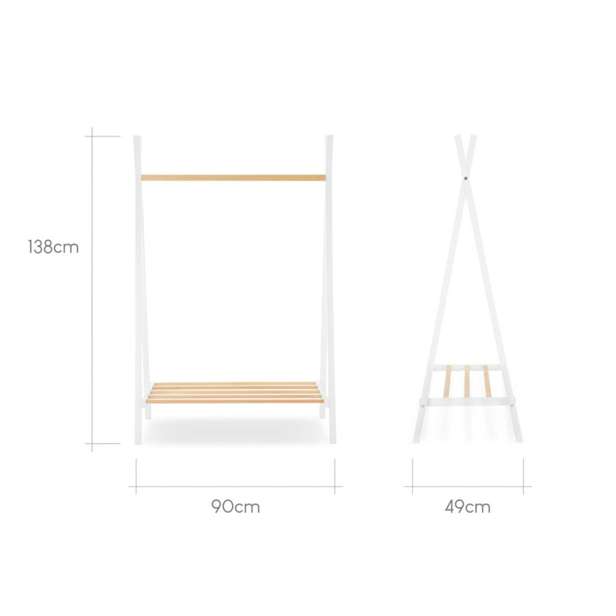 CuddleCo Nola Clothes Rail - White and Natural