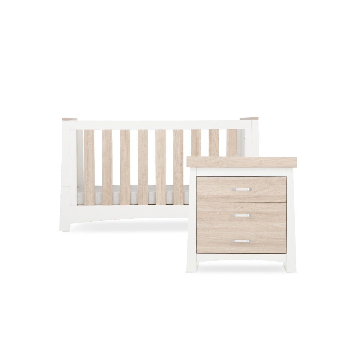 CuddleCo Ada 3 Piece Nursery Furniture Set – White and Ash