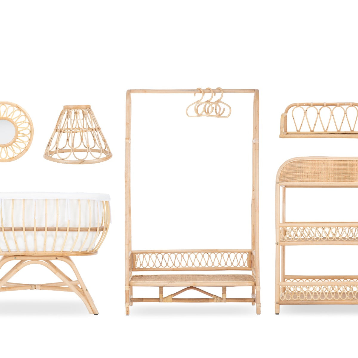 CuddleCo Aria Complete 7 Piece Nursery Furniture Set - Rattan