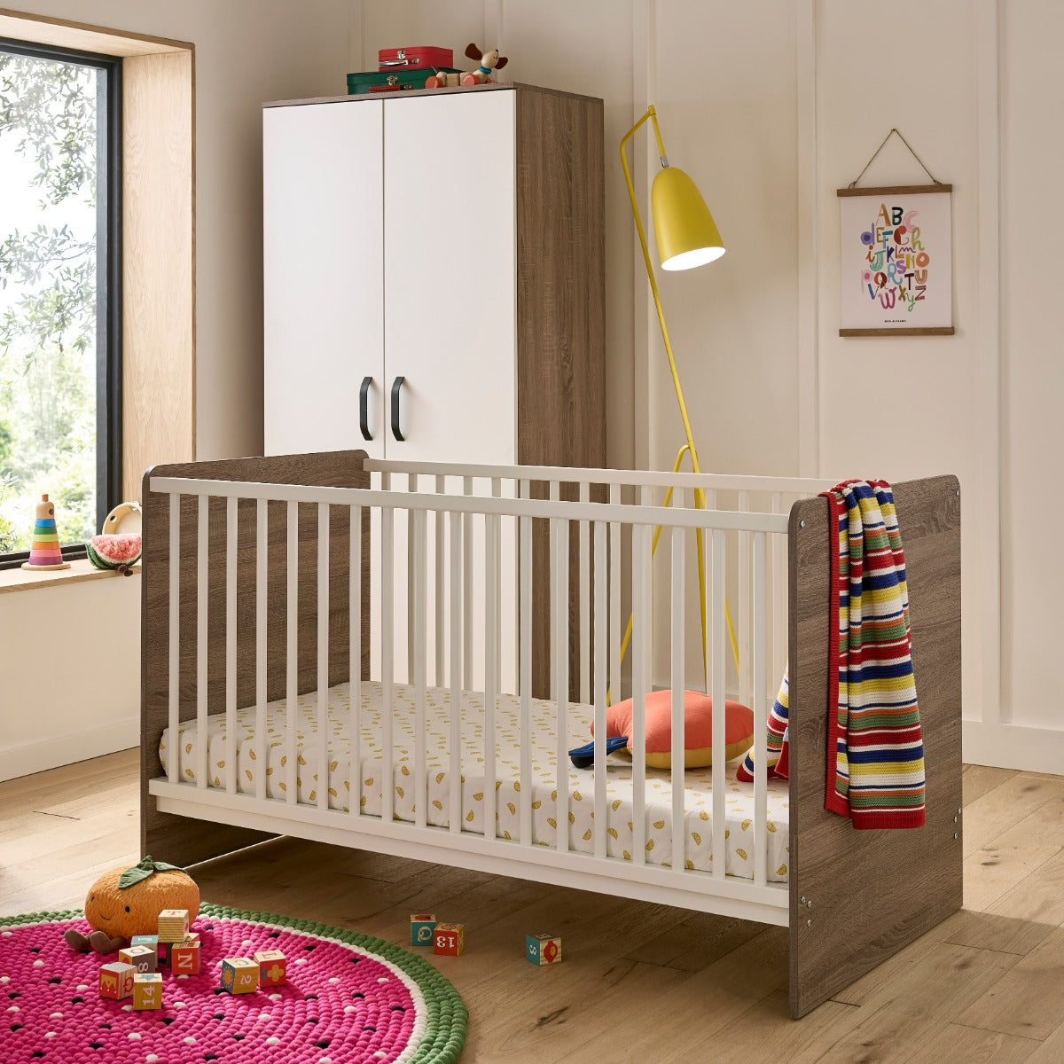 CuddleCo Enzo 2 Piece Nursery Furniture Set - Oak and White