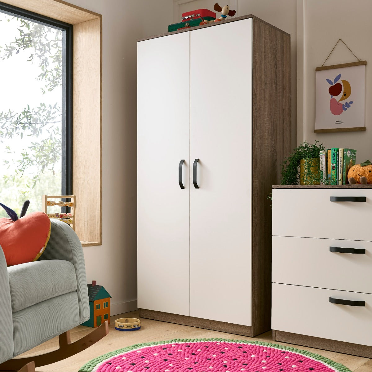 CuddleCo Enzo Nursery Wardrobe - Oak and White